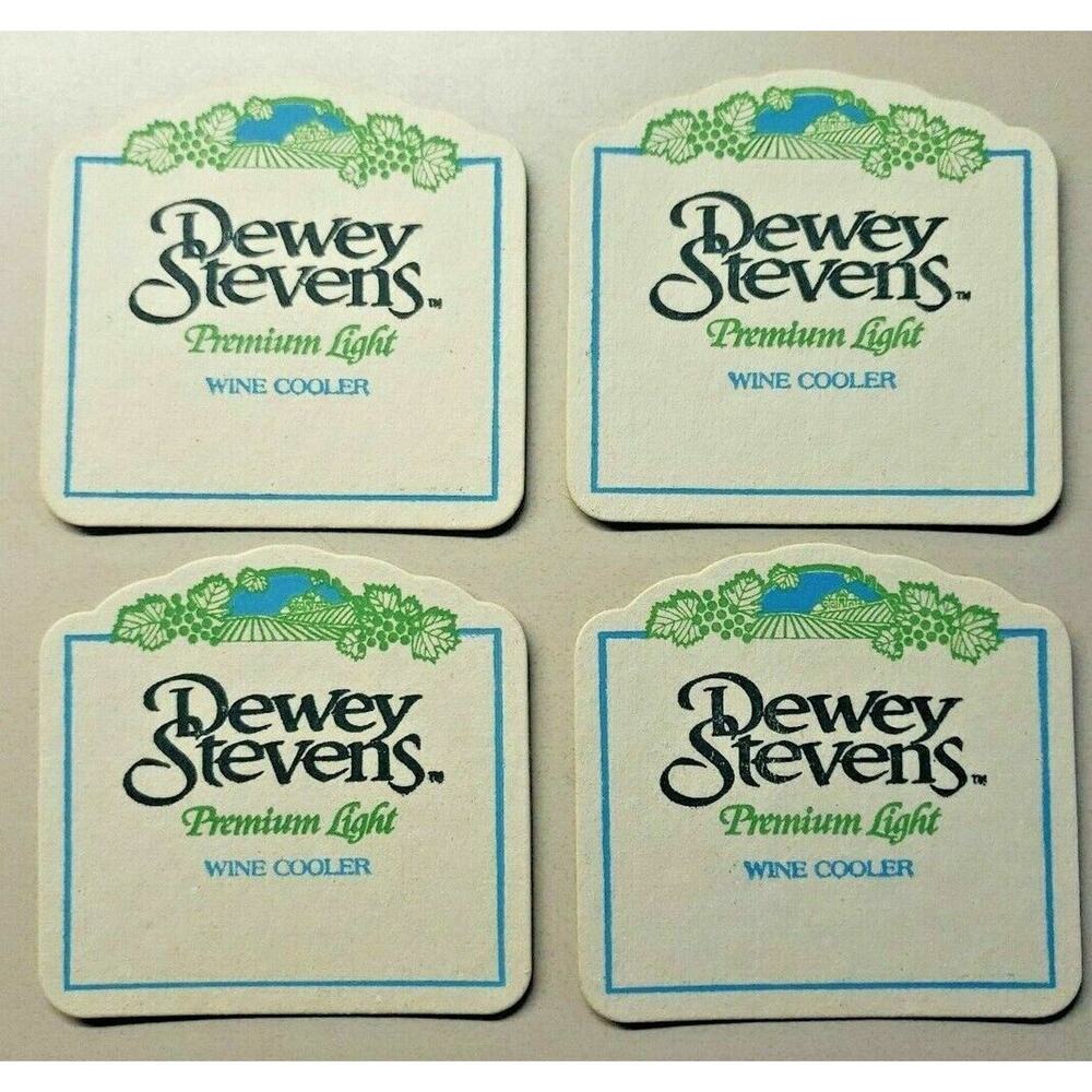 Vintage 1985 Dewey Stevens Wine Coolers Set of 4 Coaster 3.5 x‎ 3 .25" PB61